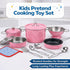 Set, 11 Set Kids Stainless Steel Play Kitchen Piece Pretend Play Pots and Pans Toy Cookware with Utensils & Pot Holder