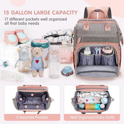 Backpack Backpack, DERJUNSTAR Diaper Bag Large Capacity Baby Diaper Bag with Changing Pad for Dad and Mom, Waterproof