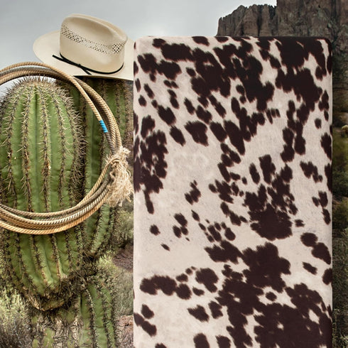 Glenna Jean Brown Cow Print Baby Fitted Crib Sheet Western Cowboy Boho Cowhide Highland Soft Farmhouse Gender Neutral
