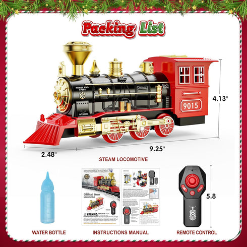 3 4 5 6 7 8+ Hot Bee Remote Control Train Locomotive, Train Steam Engine Toy w/Smoke, Lights & Sounds, Christmas Trains