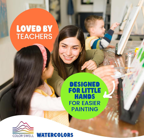 Pack 36 Sets 8 Color Swell Bulk Watercolors Paint with Wood Brushes - with Washable Colors Each - Perfect for Kids
