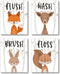 Brooke & Vine Kids Bathroom Wall Art Prints (UNFRAMED 8 x 10 Set of 4) - Woodland Animals Rustic Decor