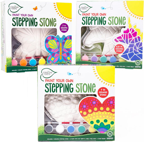 Creative Roots Paint Your Own Stepping Stones Multipack with Butterfly, Unicorn, &