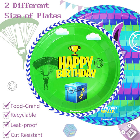 64Pcs Video Games Llama Party Tableware Supplies, 32 Plates, 16 Forks, 16 Napkins, Birthday Decorations