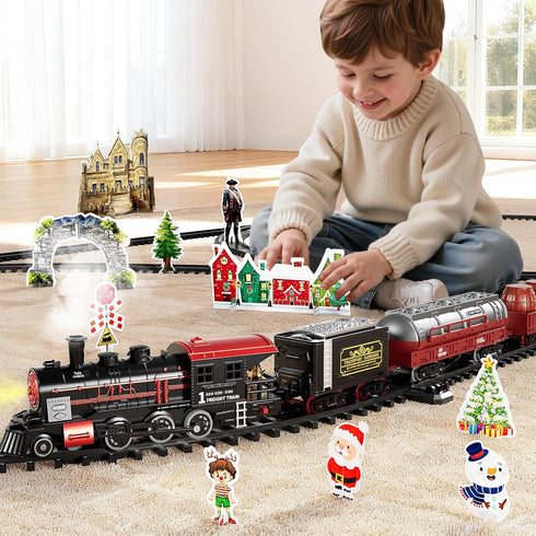 NIPLOOOW Set 3-5, 3 4 5 6 7 8 Train for Toddlers Electric Alloy Train Toy with Realistic Sound, Lights and Smoke