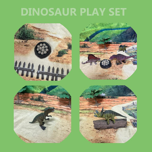 Dinosaur Toys for Kids 3-5 5-7, Realistic Jurassic Figures with Park Gate, Educational Play Set for Boys Girls