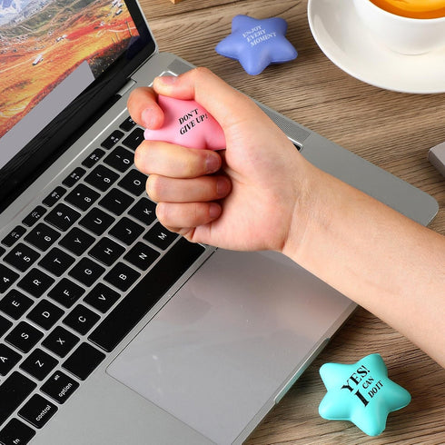 100 Pack Sotiff Star Stress Balls Bulk for Adults Kids Stress Relief Balls with Motivational Quotes Mini Inspirational