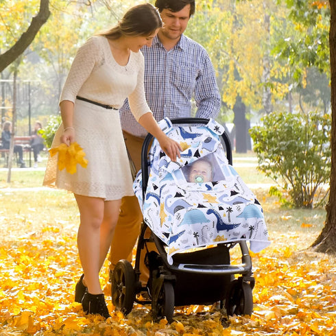THE KENKYO Car Seat Cover for Babies, Breathable Carseat Cover for Boys Girls, Kick-Proof Infant Car Seat Canopy