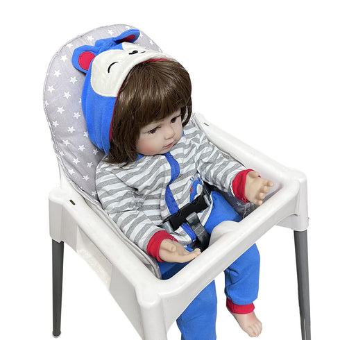 Cotton Seat Covers for IKEA Antilop Highchair, Foldable Baby Highchair Cover with Forest Pattern (Grey Star)