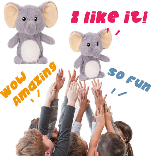 Talking Elephant Plush Toy - Hopearl Repeats What You Say Nodding Electric Interactive Buddy for Toddlers, Gray, 8''