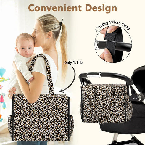 4Pcs Mommy IBFUN Diaper Bag Tote for Baby - Large Baby Bag with Waterproof Changing Pad Pacifier Case, Travel Hospital
