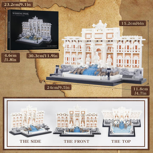 SAMYBLOCKS 2000pcs Set,Creative 14+ Trevi Fountain Archiecture Micro Mini Building Blocks Ideals Roman Landmark Model
