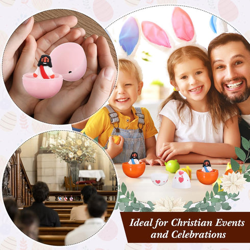 Bememo 50 Pcs Mini Black Jesus Toys, Religious Figurines for Hide and Seek, Sunday School Party Favors
