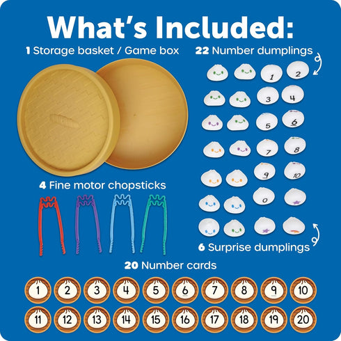 Counting Learning Resources Dumpling Dash Fine Motor Math Game - Squishy Dumpling Toy, Montessori Toys, Kids Board