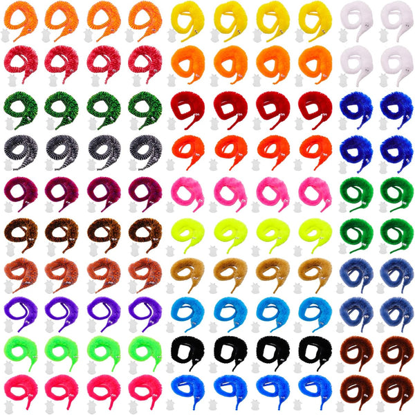 ONEST 100 Pieces Magic Worm Toys - Wiggly Twisty Fuzzy Worm Toys Carnival Party Favors in 25 Colors