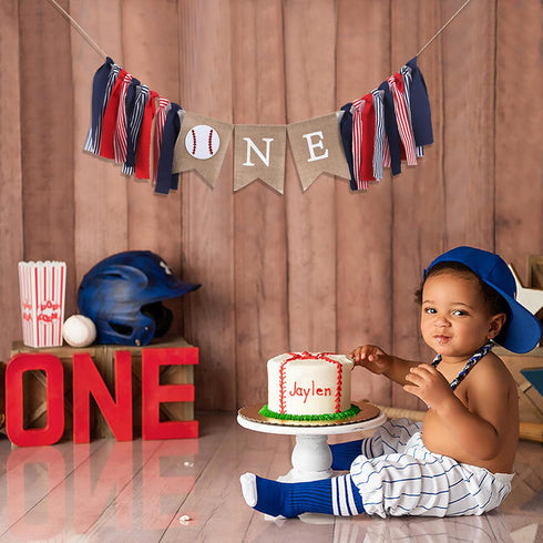 1st Baseball Birthday Banner - All-Star Crown, High Chair Banner, Cake Flag, Our Little All-Star Decoration