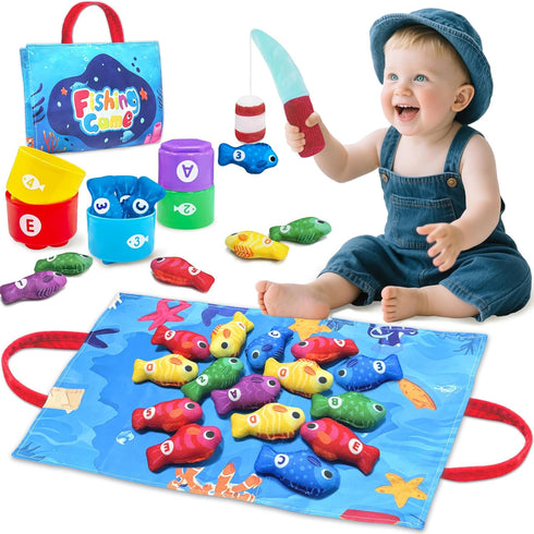Montessori Toys for 1 Year Old, Toddler Fishing Game with Stacking Cups,