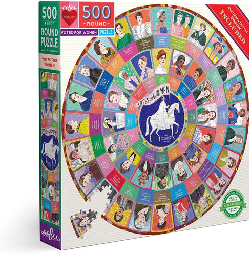 eeBoo: Piece and Love Votes for Women - 500 Piece Round Circle Jigsaw Puzzle for Adults and Families