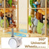 55.12in Stuffed Animal Storage Zoo with Wheels and Twinkling Bee String Lights, Large Wooden Stuffed Animal Storage