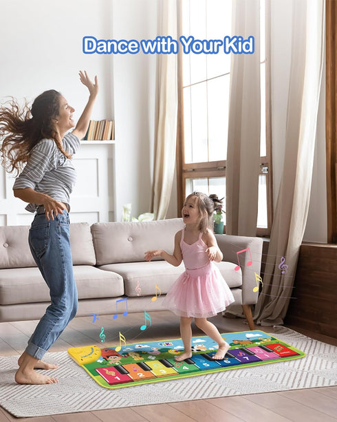 1 5 FOKI Floor Piano Mat for Toddlers, Sensory Educational Dancing Musical Keyboard Carpet Toy, Animal Sounds Touch