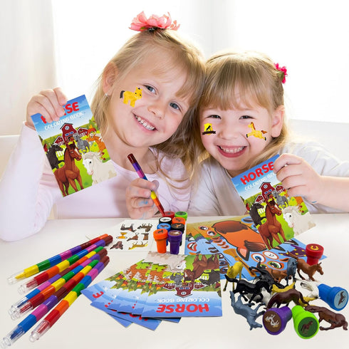 72 Cinrobiye Pcs Horse Party Favors Coloring Book Bulk, Farmhouse Pony Birthday Supplies, Western Cowboy Party Games