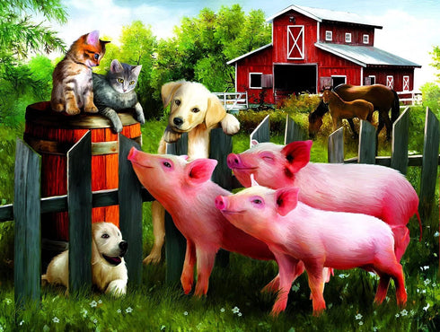 SUNSOUT INC Making New Friends, 300 pc Jigsaw Puzzle by Artist Tom Wood, Finished Size 18" x 24"