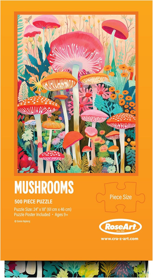 500 RoseArt - Vertical Visions - Mushrooms - Piece Jigsaw Puzzle - Magical Forest-Inspired Puzzle for Adults
