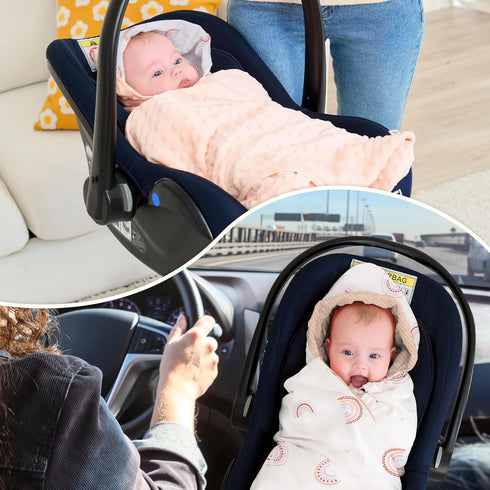 Miracle Baby 35.4"x35.4" Car Seat Swaddle Blanket for Babies, Waffle Carseat Swaddle Blanket for Infants Newborn