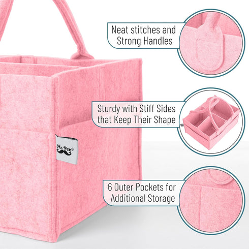 Mr. Pen Baby Diaper Caddy Organizer, Portable Pink Baby Organizer for Changing Table, Nursery, Car