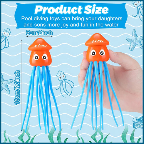 6 Swimming Summer 3 Leitee Pcs Octopus Bath Toys Squid Pool Dive Toys Sensory Stress Relief Cute Pool Diving Toys