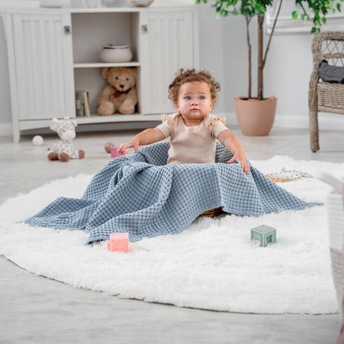 40 40 Comfy Cubs Waffle Weave Baby Blanket - x Cotton Blanket with Textured Design - Lightweight Swaddle for Bed, Crib