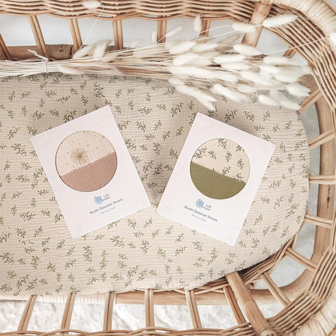 Fitted Muslin Bassinet Sheets for Baby | Soft Cotton Sheets for Boys and Girls
