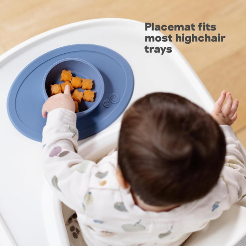 ezpz Tiny Bowl (Blue) - Silicone Suction Placemat + Bowl for Infants, Baby Led Weaning Supplies