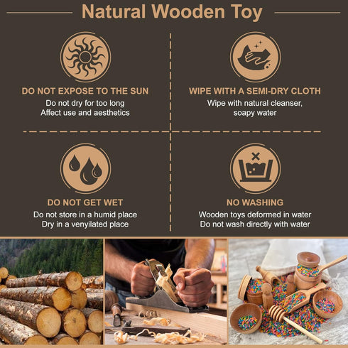 10 Piece Wooden Tool Set for Sensory Bins - Wooden Sensory Tool Sets, Perfect for Kids' Play