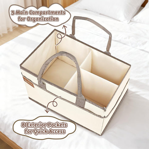Resovo Baby Diaper Caddy Organizer with Handle, Baby Shower Gifts Basket, Nursery Storage Organizer for Newborn