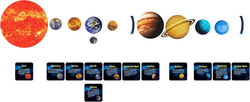 Giant Magnetic Solar System with 12 Individual Briefing Magnets - Perfect for Toddlers and Kids