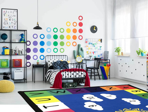 3'3"x4'11" Genki - Kids Rugs for Playroom - ABC Learning Area Rug for Play Room, Classroom, Kindergarten, and Preschool