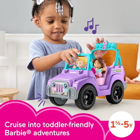 Fisher-Price Little People Barbie Toy Car - Beach Cruiser with Music Sounds and 2 Figures for Pretend Play