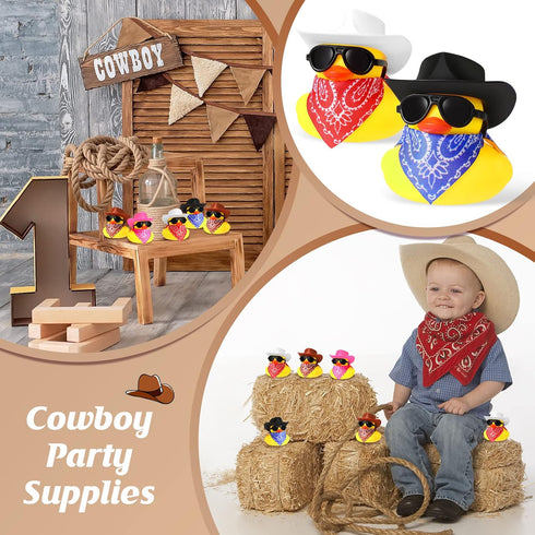 36 Set Summer Sosation Cowboy Rubber Duck Mini Yellow Duckies Bath Toy Tiny Ducks Bathtub Toy with Cowboy Hat Paisley