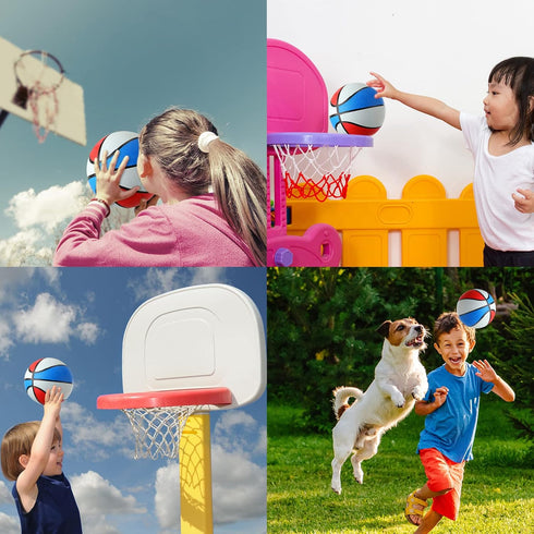 Lenwen Vinsot 6 Pack Mini Basketballs with Pump, 6 Inch Set for Small Hoops Basketball Game