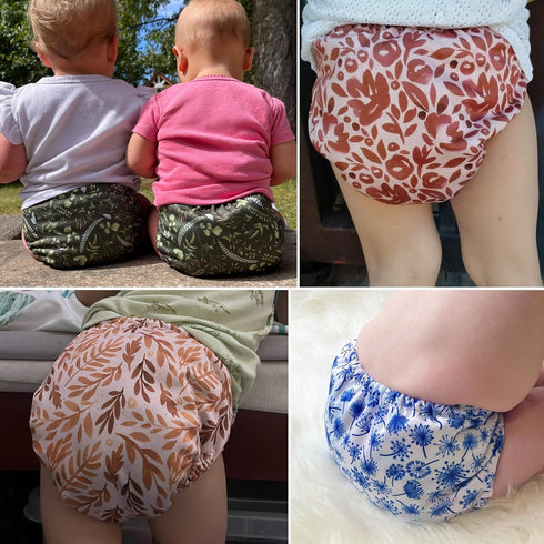 3.0 6 Pack 6 4-Layer Mama Koala Pocket Cloth Diapers for Babies with AWJ Lining, with Natural Cloth Diaper Inserts