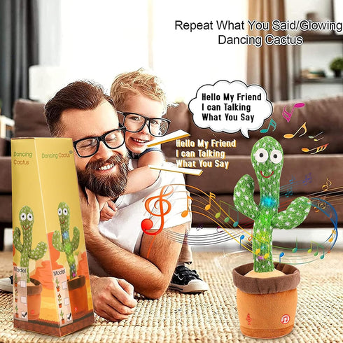 Emoin Dancing Cactus Baby Toy, Talking Cactus Mimicking Toy for 6 to 12 Months, LED English Sing Talking