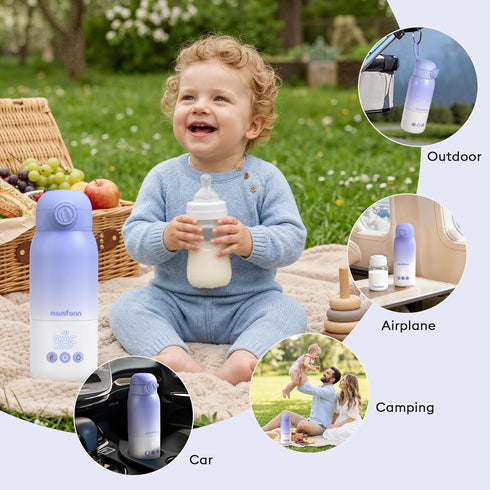 12 Portable Bottle Warmer for Travel, Dual Heating Modes, Instant Breastmilk, Formula, Water, Milk Warmer Bottle
