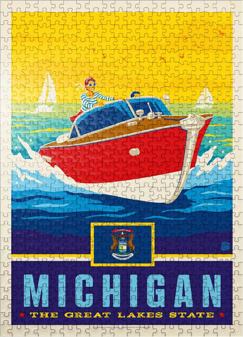 MyPuzzle Michigan: The Great Lakes State - Premium 500 Piece Jigsaw Puzzle for Adults
