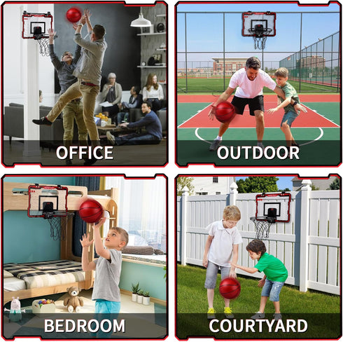 Mini Basketball Hoop Indoor Kids with Electronic Scoreboard Small Basketball Goal Hanging Door Dunk Proof