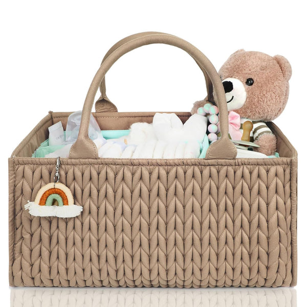 MOMINSIDE Diaper Caddy Organizer, Baby Basket Nursery Storage, Portable Changing Table Car