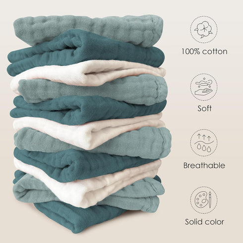 -100% -12 Pack, 12x12 Inches Sunny zzzZZ Baby Muslin Washcloths Cotton Muslin Soft Baby Bath Wash Cloths and Absorbent