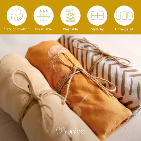 4moms 100% 32x16 Yunioo Premium Fitted Baby Bassinet Sheets, Changing Pad Cover and Stroller Sheets, Compatible