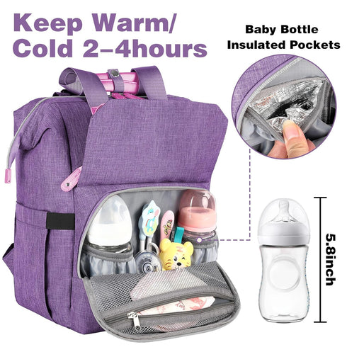 Backpack,Purple Boys,15.6inch Jiefeike Diaper Bag baby bag for Mom Dad Girls baby girl diaper bag with Insulated