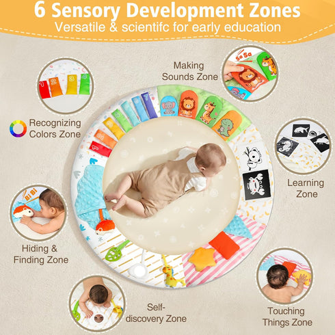 Tummy 0-3-6-18 6 5 URMYWO Time Mat - Comfortable Baby Floor Play Mat Activity Gym for Months, Developmental Zones